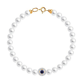 Браслет SOKOLOV - Золото 585, Жемчуг культивированный, Синтетический сапфир , Фианит (арт. 795000)