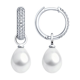 Серьги SOKOLOV - Серебро 925, Жемчуг культивированный, Фианит (арт. 92022812)