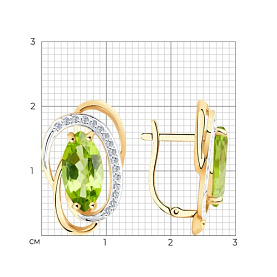 Серьги SOKOLOV - Золото 585, Фианит, Хризолит (арт. 727202)