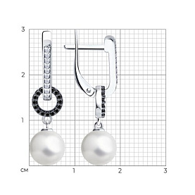 Серьги SOKOLOV - Серебро 925, Жемчуг имитация, Фианит (арт. 94027005)