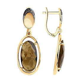 Серьги SOKOLOV - Золото 585, Раухтопаз, Фианит (арт. 727095)