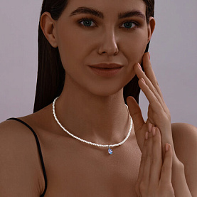 Колье SOKOLOV - Серебро 925, Жемчуг имитация, Топаз (арт. 94071071)