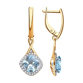 Серьги SOKOLOV - Золото 585, Топаз, Фианит (арт. 728378)