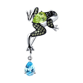 Брошь SOKOLOV - Серебро 925, Топаз, Фианит, Хризолит (арт. 92040072)