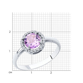 Кольцо SOKOLOV - Серебро 925, Аметист, Фианит (арт. 92011020)
