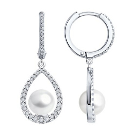 Серьги SOKOLOV - Серебро 925, Жемчуг имитация (арт. 94026607)