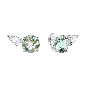 Серьги SOKOLOV - Серебро 925, Празиолит, Фианит (арт. 92025326)