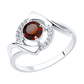 Кольцо Diamant - Серебро 925, Гранат, Фианит (арт. 94-310-00379-2)