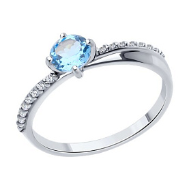 Кольцо SOKOLOV - Серебро 925, Топаз, Фианит (арт. 92014326)