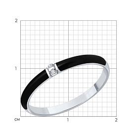 Кольцо SOKOLOV - Серебро 925, Эмаль, Бриллиант (арт. 87010103)