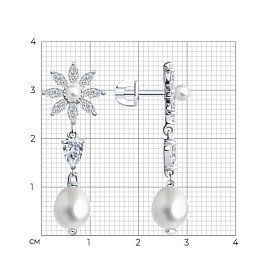 Серьги SOKOLOV - Серебро 925, Жемчуг культивированный, Фианит (арт. 92023048)