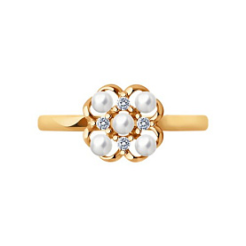 Кольцо SOKOLOV - Серебро 925, Жемчуг культивированный, Фианит (арт. 92014279)