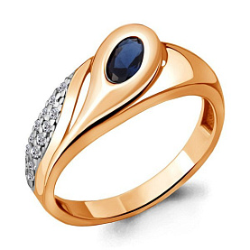 Кольцо Аквамарин - Серебро 925, Синтетический сапфир , Фианит (арт. 69163АБ.6)