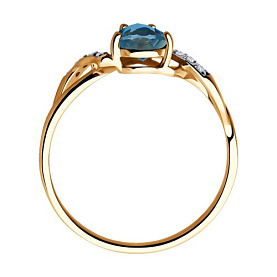 Кольцо SOKOLOV - Золото 375, Топаз лондон, Фианит (арт. 37716749)