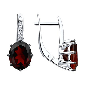 Серьги Diamant - Серебро 925, Гранат, Фианит (арт. 94-320-02054-2)