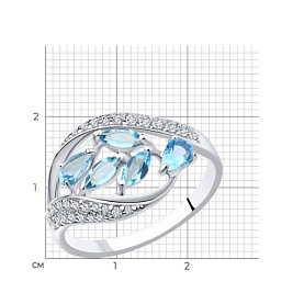 Кольцо SOKOLOV - Серебро 925, Топаз, Фианит (арт. 92011363)