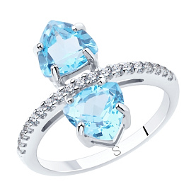 Кольцо SOKOLOV - Серебро 925, Топаз, Фианит (арт. 92011887)