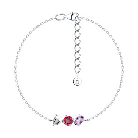 Браслет SOKOLOV - Серебро 925, Аметист, Горный хрусталь, Топаз (арт. 92050190)