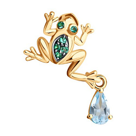 Подвеска SOKOLOV - Золото 585, Синтетический изумруд, Топаз, Фианит (арт. 732327)