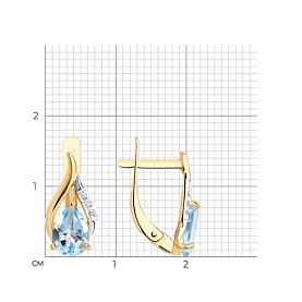 Серьги Diamant - Золото 585, Топаз, Фианит (арт. 51-320-00985-1)