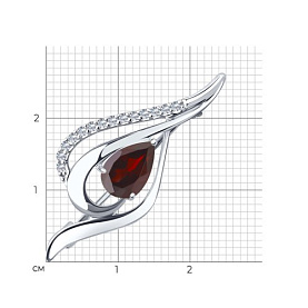 Брошь Diamant - Серебро 925, Гранат, Фианит (арт. 94-340-01045-2)