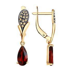 Серьги Diamant - Золото 585, Гранат, Фианит (арт. 51-321-01556-1)