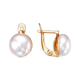 Серьги Красная пресня - Серебро 925, Жемчуг культивированный (арт. 3332586)