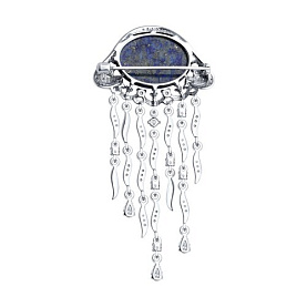 Брошь SOKOLOV - Серебро 925, Ляпис, Фианит (арт. 83040039)