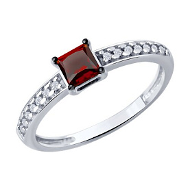 Кольцо SOKOLOV - Серебро 925, Гранат, Фианит (арт. 92014635)