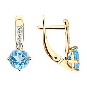 Серьги SOKOLOV - Золото 375, Топаз, Фианит (арт. 37725792)