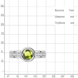 Кольцо Аквамарин - Серебро 925, Фианит, Хризолит (арт. 6980007А.5)