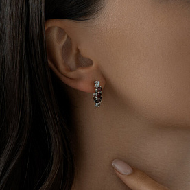 Серьги SOKOLOV - Серебро 925, Гранат, Фианит (арт. 92021782)