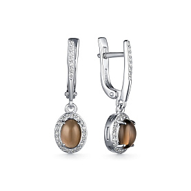 Серьги Дар - Серебро 925, Раухтопаз, Фианит (арт. С-3803рк40700)