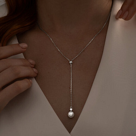 Колье SOKOLOV - Серебро 925, Жемчуг синтетический, Фианит (арт. 94070748)