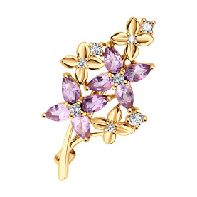 Брошь Diamant - Серебро 925, Аметист, Фианит (арт. 93-340-02061-2)