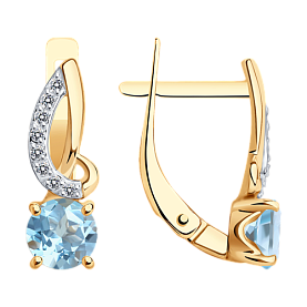 Серьги Diamant - Золото 585, Топаз, Фианит (арт. 51-320-01503-1)