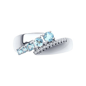 Кольцо SOKOLOV - Серебро 925, Топаз, Фианит (арт. 92011814)