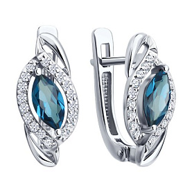 Серьги SOKOLOV - Золото 585, Топаз лондон, Фианит (арт. 729357-3)