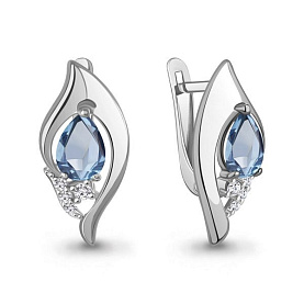 Серьги Аквамарин - Серебро 925, Топаз, Фианит (арт. 45013405А.5)