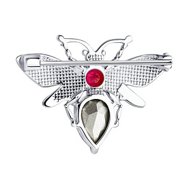 Брошь SOKOLOV - Серебро 925, Swarovski , Синтетический рубин, Эмаль (арт. 94040292)