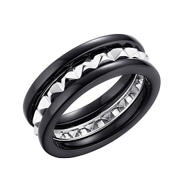 Кольцо FRESH - Серебро 925, Керамика (арт. TC-R01619-B-W-X-X-X)