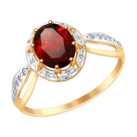 Кольцо SOKOLOV - Золото 375, Гранат, Фианит (арт. 37715033)