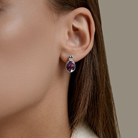 Серьги SOKOLOV - Серебро 925, Аметист, Фианит (арт. 92023263)