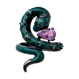 Кольцо SOKOLOV - Серебро 925, Аметист, Фианит, Эмаль (арт. 92012131)