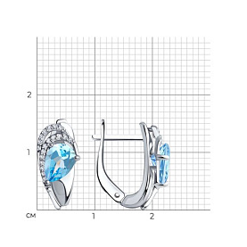 Серьги Diamant - Серебро 925, Топаз, Фианит (арт. 94-320-00548-1)