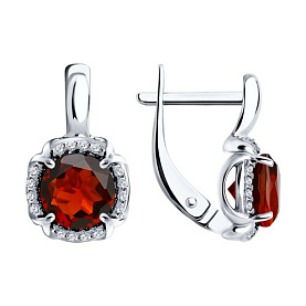 Серьги SOKOLOV - Серебро 925, Гранат, Фианит (арт. 92021681)