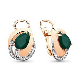 Серьги Аквамарин - Серебро 925, Агат, Фианит (арт. 4478709А.6)