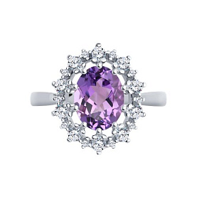 Кольцо Diamant - Серебро 925, Аметист, Фианит (арт. 94-310-02042-3)