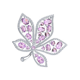 Брошь SOKOLOV - Серебро 925, Аметист, Фианит (арт. 92040101)