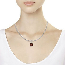 Подвеска SOKOLOV - Серебро 925, Синтетический ситалл , Фианит (арт. 92030425)